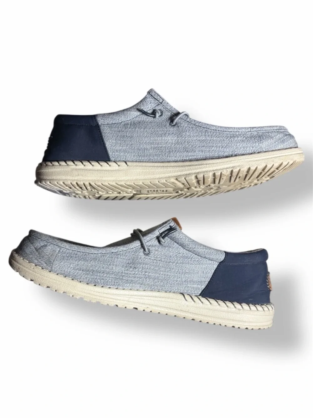 HEY DUDE Men's Wally Funk Navy Blue Jean Denim Look Slip On Sneakers 13